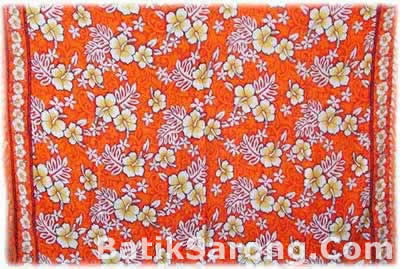 Silk screen sarongs with hibiscus motif from Bali