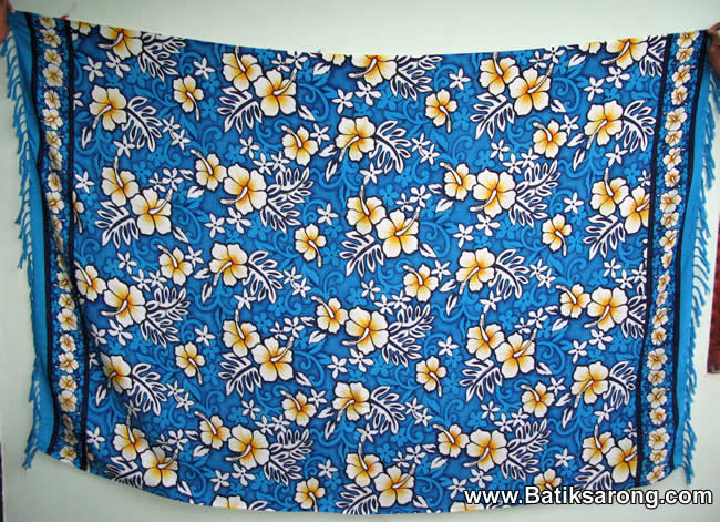 Silk screen sarongs with hibiscus motif from Bali