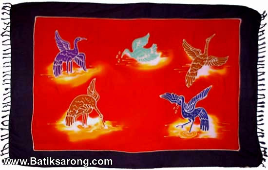 HP 10 Handpainted Sarongs from Bali with Handbatik Birds Motif