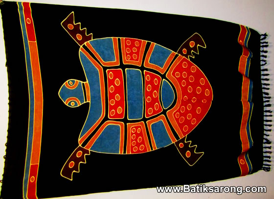 Hp1-1 Handpainted Turtle Batik Sarongs Bali 