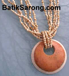 beaded necklace with marble stone pendant made in Indonesia