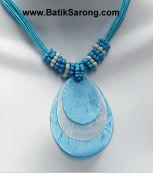 Dyed Capis Shell Necklace with Beads