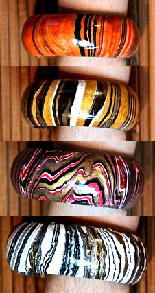 BP1-14 Wood Bangles Painted Bali Indonesia