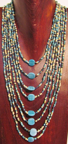 NP27-2 Beaded Necklace with Recycle Glass Beads