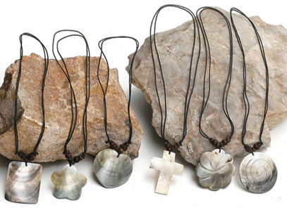 Mother of Pearl Shell Necklaces from Bali. MOP Shell Necklaces Bali