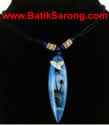 Real Shark Teeth and Beads Necklace with Airbrushed Surfboard Pendant