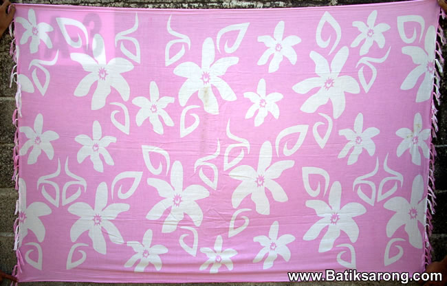 Rayon fabric sarong with tropical flowers motifs