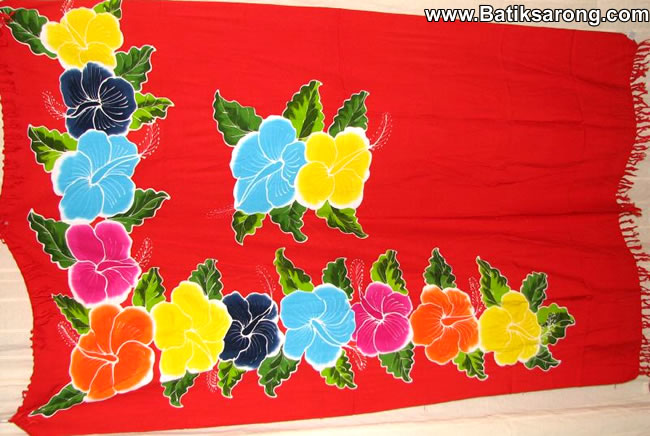 Hawaii Tropical Floral Sarong - Open Heart flowers - Beach Pareo