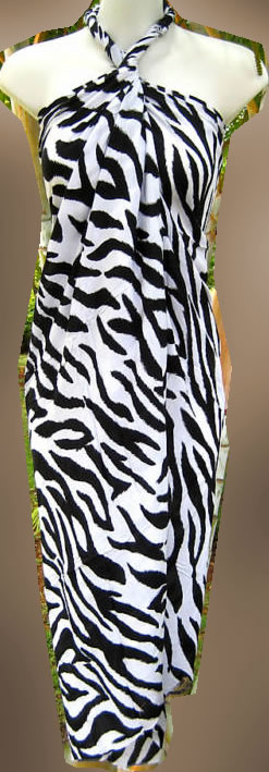 Rayon sarongs with zebra motifs 